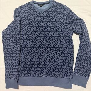 Michael Kors Navy MK Pattern Crewneck Sweater